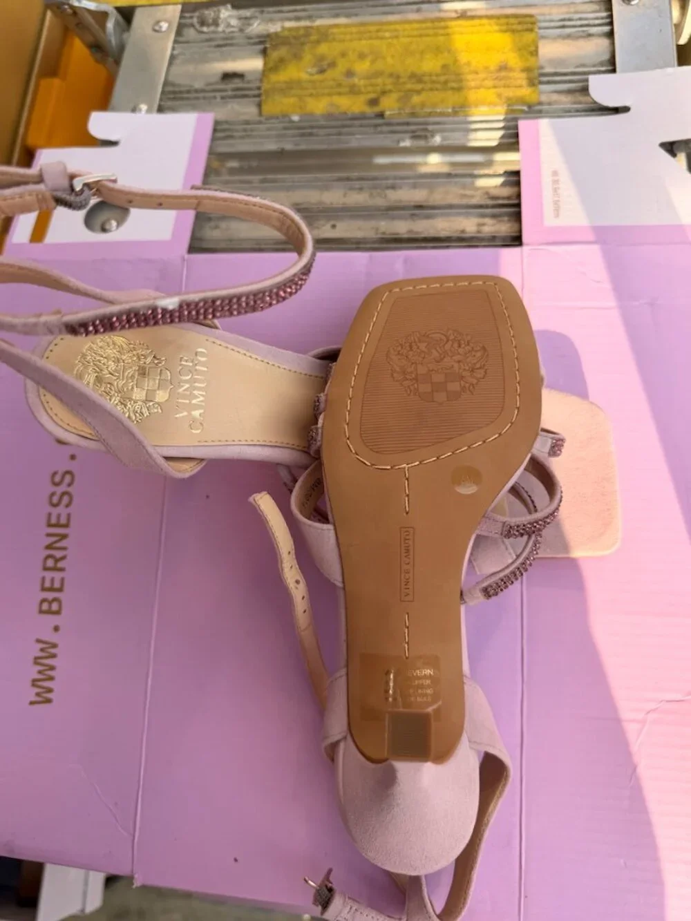 Vince Camuto Purple Rhinestone Strappy Heels | Size 8